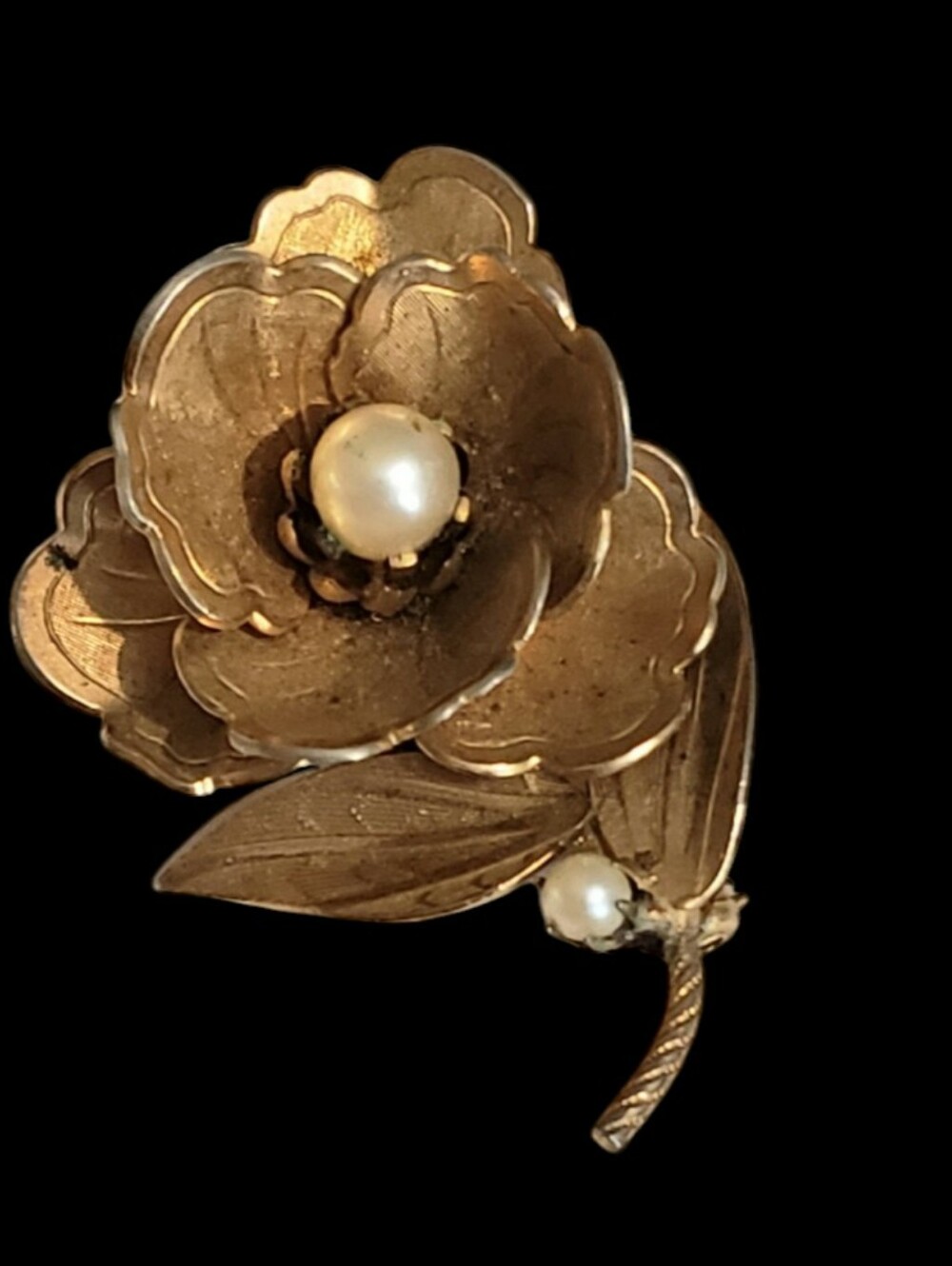 Vibtage Coro Flower Pearl Brooch Pin
